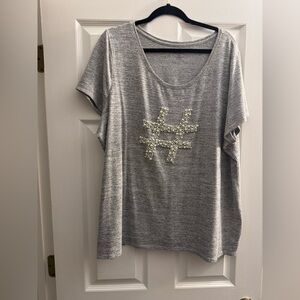 Lane Bryant Pearl Embellished Hashtag #️⃣ Shirt